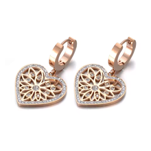 Charger l'image dans la galerie, Boucles d'Oreilles Rosace Coeur Rose