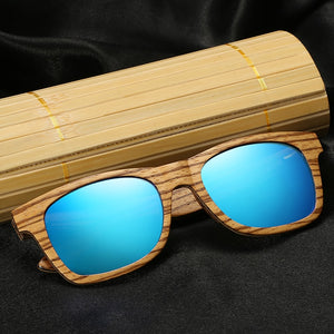 Lunettes de soleil en bois Safari Bleu