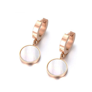 Boucles d'oreilles pendantes Rond Discret (Or rose ou Argent)