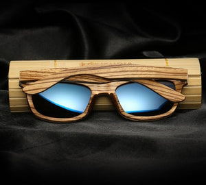 Lunettes de soleil en bois Safari Bleu